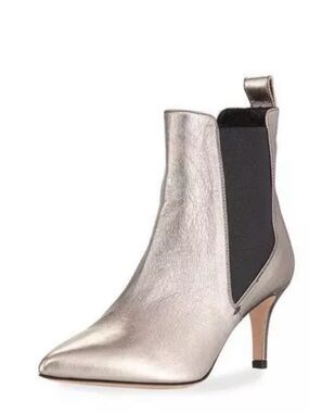 Veronica Beard Parker ankle boots low heel 37 / 6,5 gunmetal gold all leather